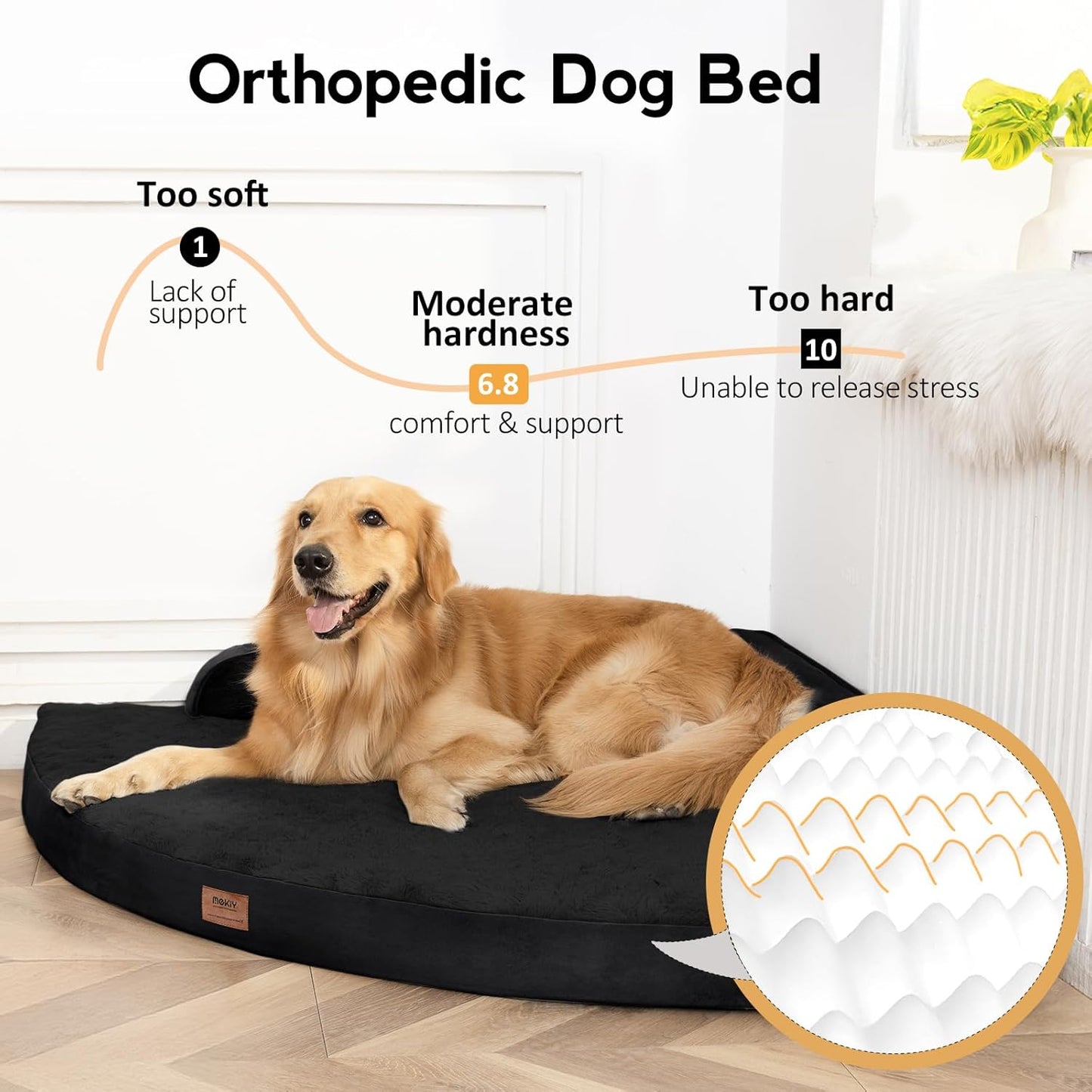 Orthopedic Memory Foam Dog Bed – Waterproof Large Pet Bed with Washable Cover and Non-Slip Bottom