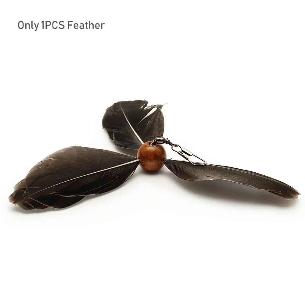Interactive Feather Cat Teaser Toy – Rotating Wand Stick Toy for Indoor Cats and Kittens