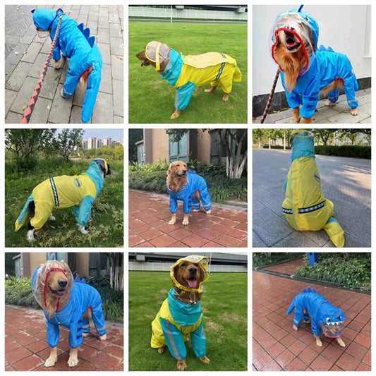Waterproof Dog Raincoat – Reflective Hooded Rain Jacket for Small, Medium, and Large Dogs