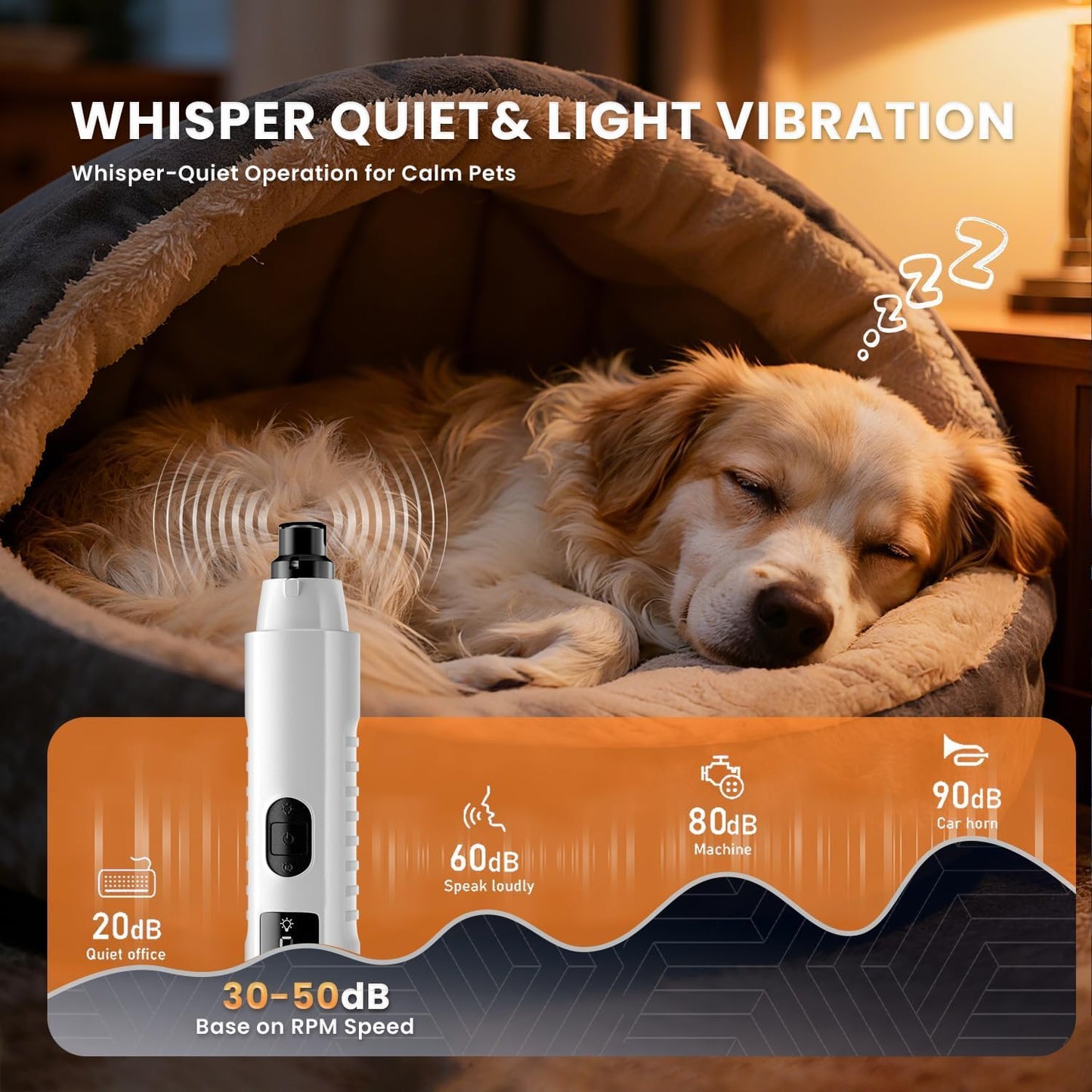 Quiet USB Rechargeable Dog Nail Grinder – Professional Electric Pet Nail Trimmer for Safe and Stress-Free Grooming