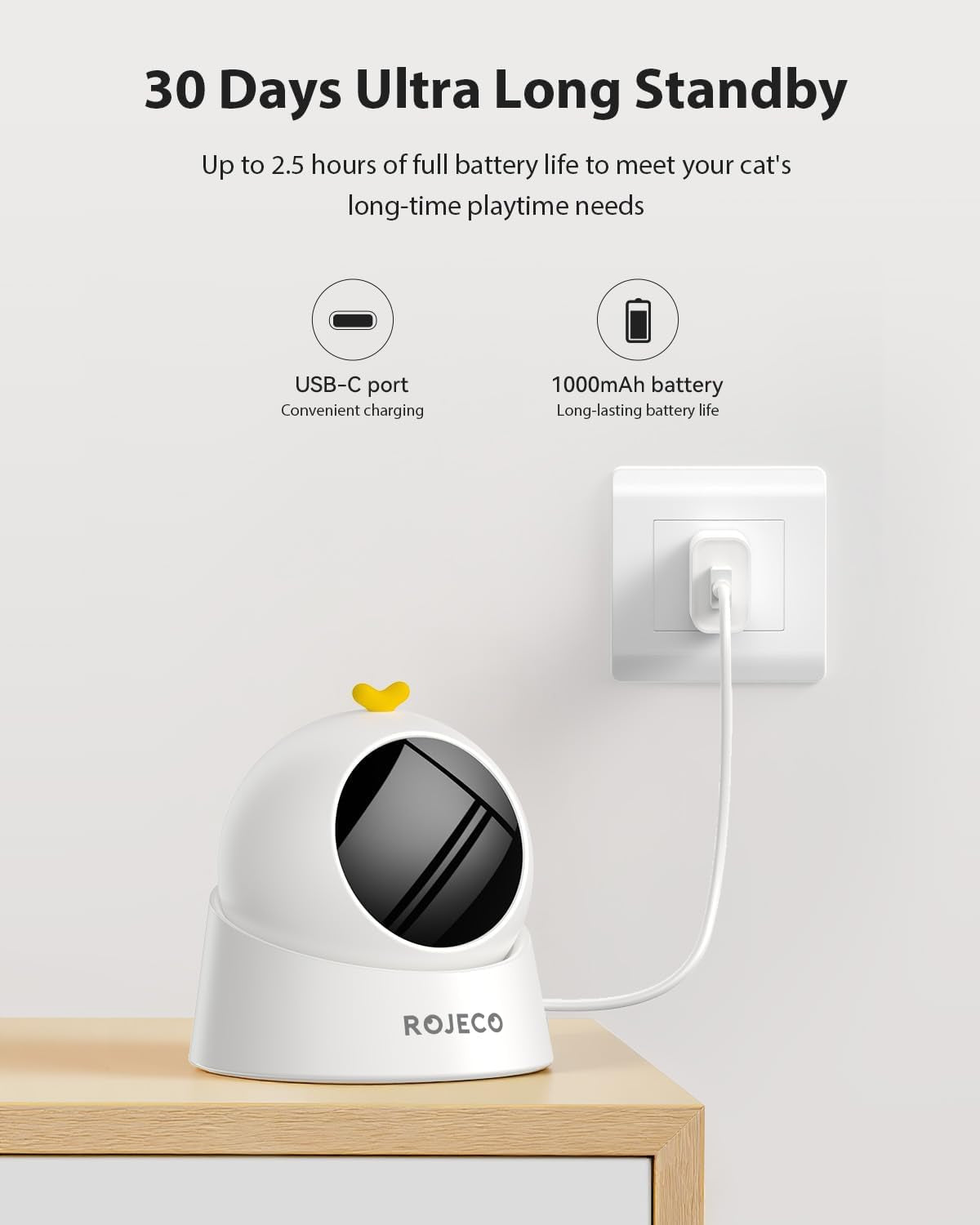 ROJECO Automatic Laser Cat Toy | 360° Interactive Trajectory | USB Rechargeable | Auto Shut-Off | Indoor Cat Exercise Toy