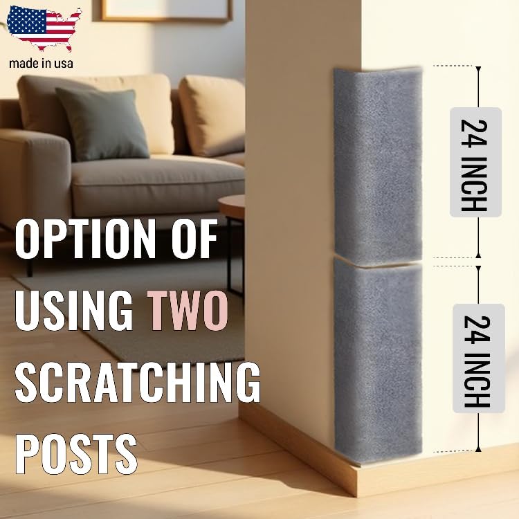 Wall Mounted Cat Scratcher – Corner Scratching Pad and Indoor Cat Scratch Mat for Furniture Protection