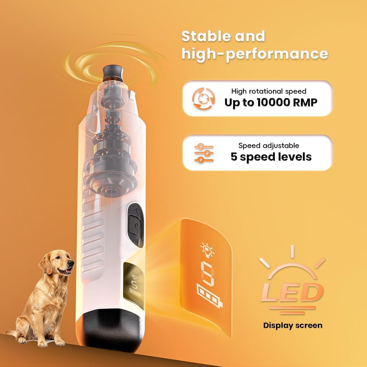 Quiet USB Rechargeable Dog Nail Grinder – Professional Electric Pet Nail Trimmer for Safe and Stress-Free Grooming