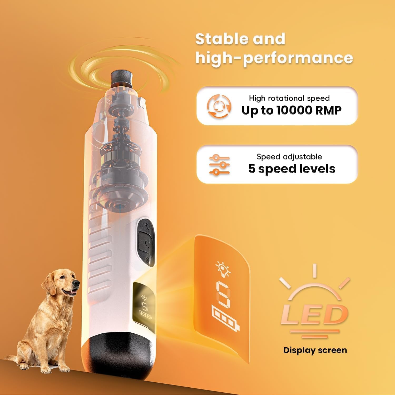 Quiet USB Rechargeable Dog Nail Grinder – Professional Electric Pet Nail Trimmer for Safe and Stress-Free Grooming