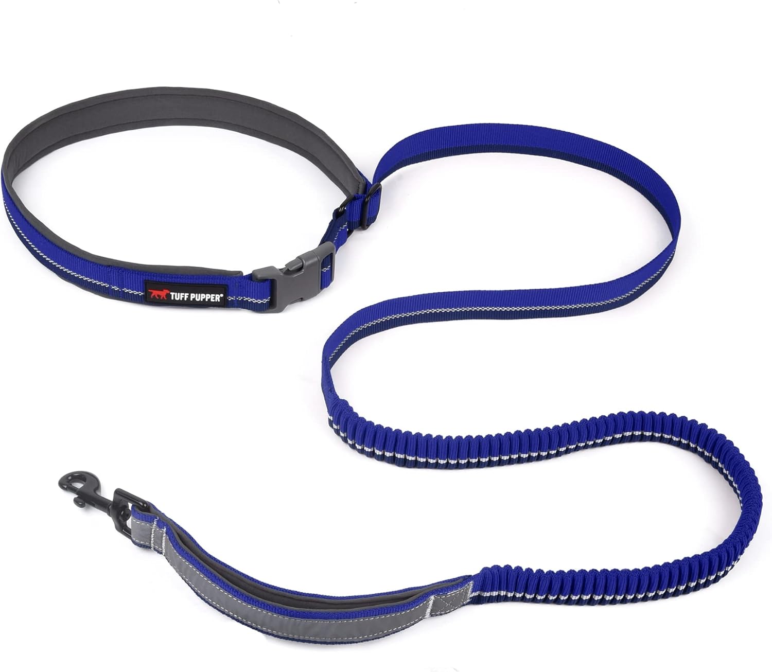 Hands-Free Bungee Dog Leash – Reflective Adjustable Running Leash with Shock Absorption and Padded Waist Belt