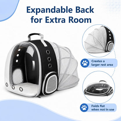 Expandable Pet Carrier Backpack – Breathable Foldable Travel Backpack with Mesh Window for Cats and Small Dogs