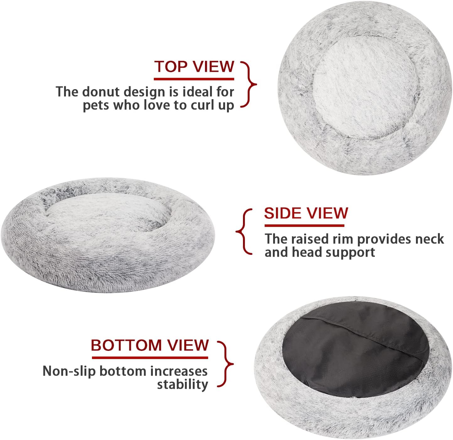 Calming Donut Dog Bed – Ultra Soft Fluffy Anti-Anxiety Pet Bed for Comfortable Deep Sleep