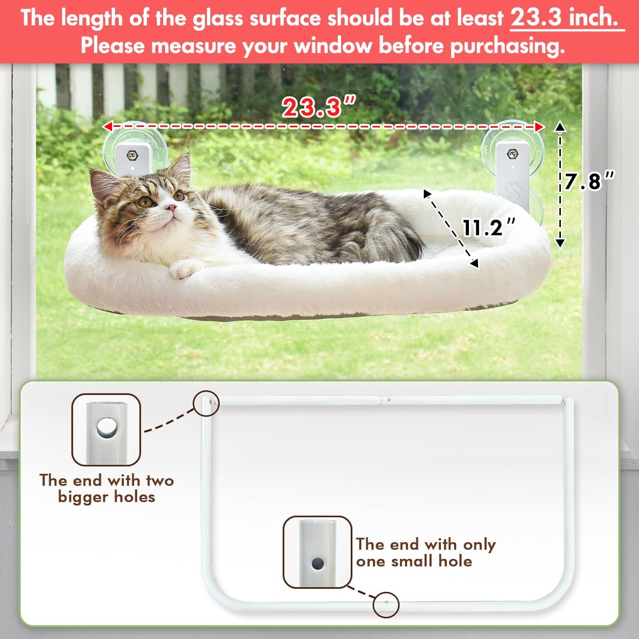 Window-Mounted Cat Hammock – Cozy Suction Cup Cat Perch Bed for Sunbathing, Lounging & Bird Watching