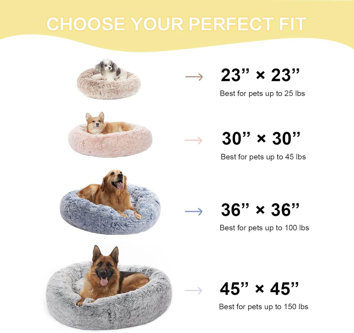 Calming Donut Dog Bed – Ultra Soft Fluffy Anti-Anxiety Pet Bed for Comfortable Deep Sleep
