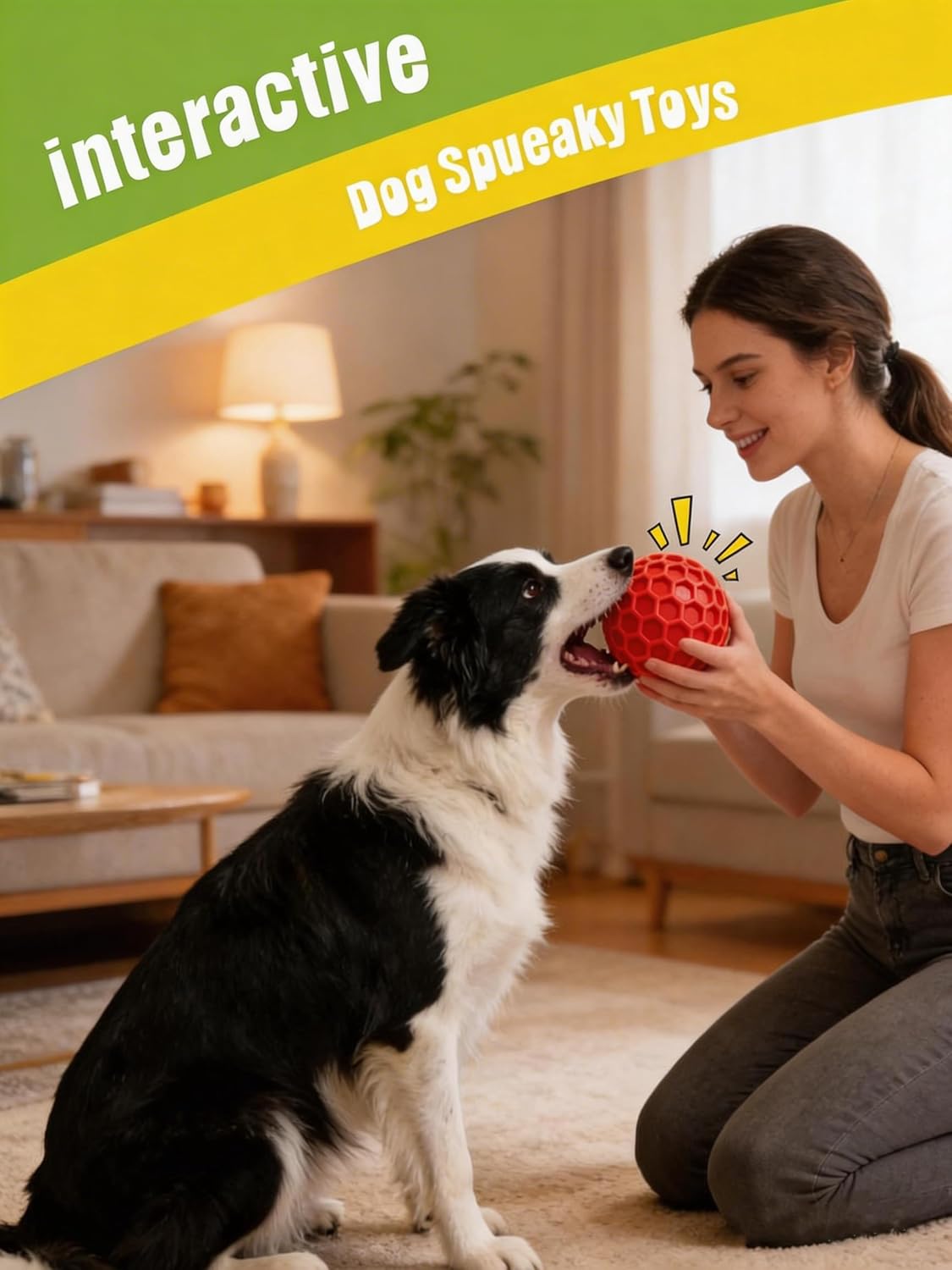Indestructible Squeaky Dog Chew Toy – Durable Interactive Rubber Toy for Aggressive Chewers