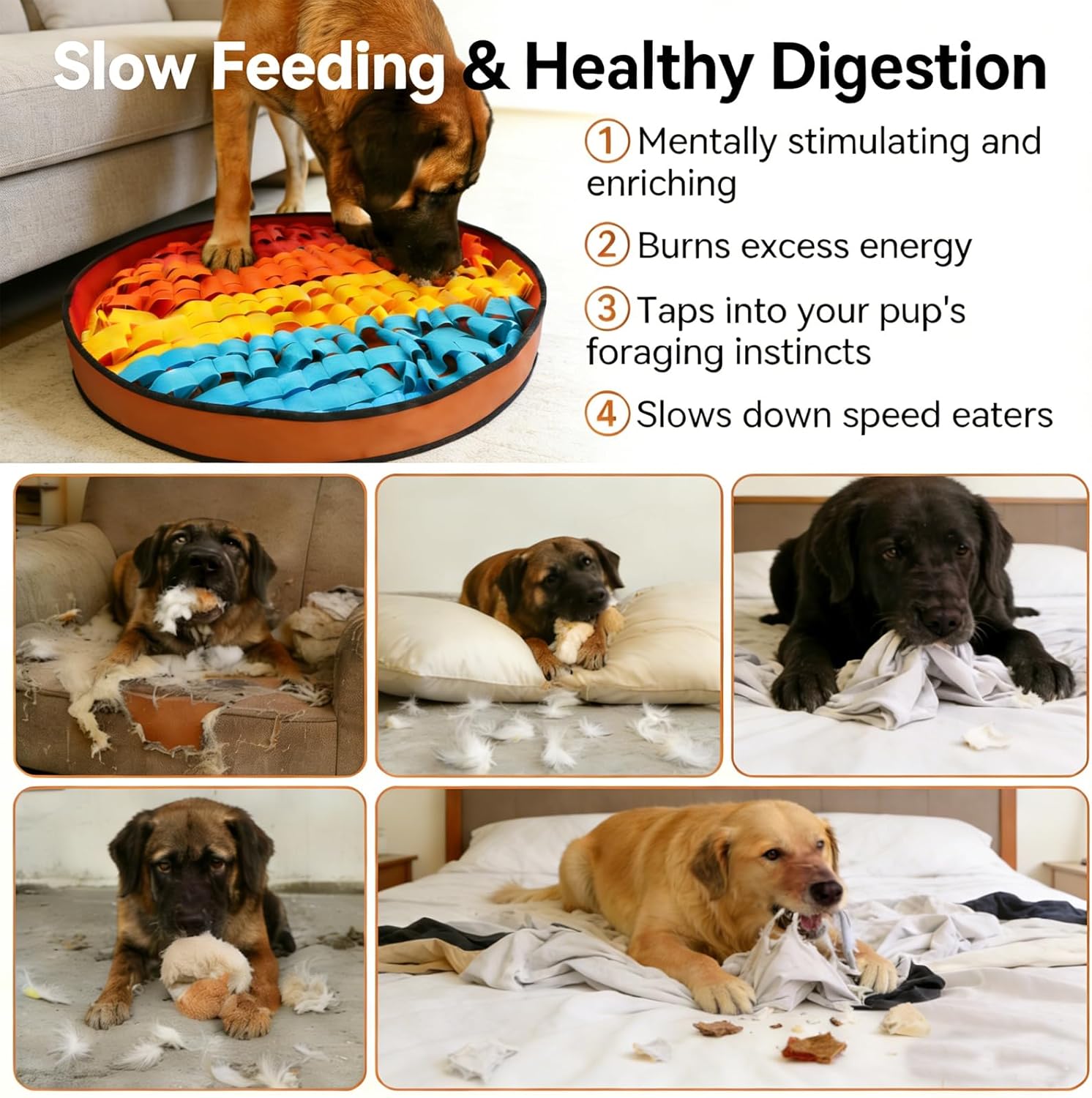 Interactive Snuffle Mat for Dogs – Slow Feeder & Treat Puzzle Mat for Mental Stimulation and Stress Relief