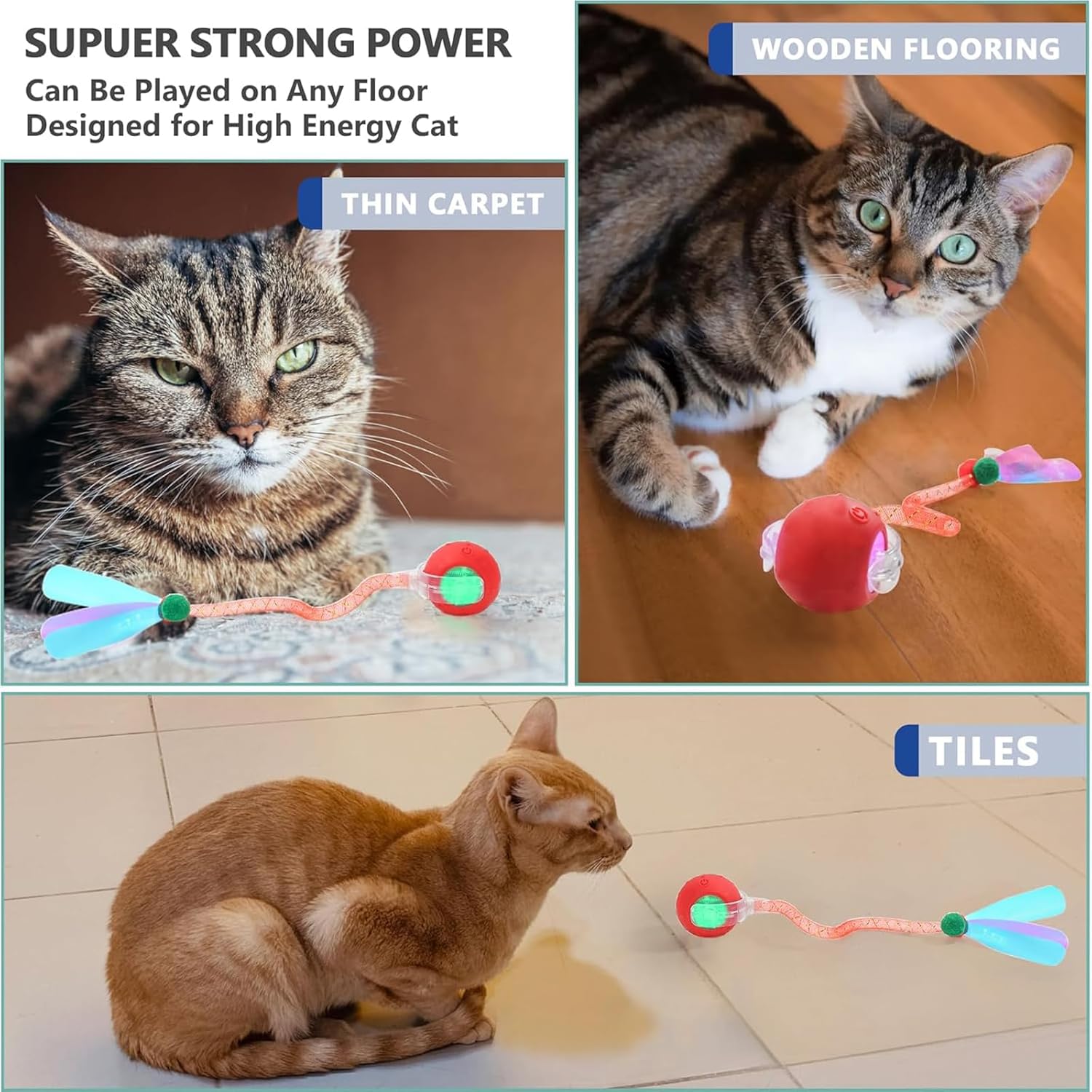 Smart Interactive Rolling Cat Ball Toy – USB Rechargeable Motion Activated Pet Toy for Indoor Cats
