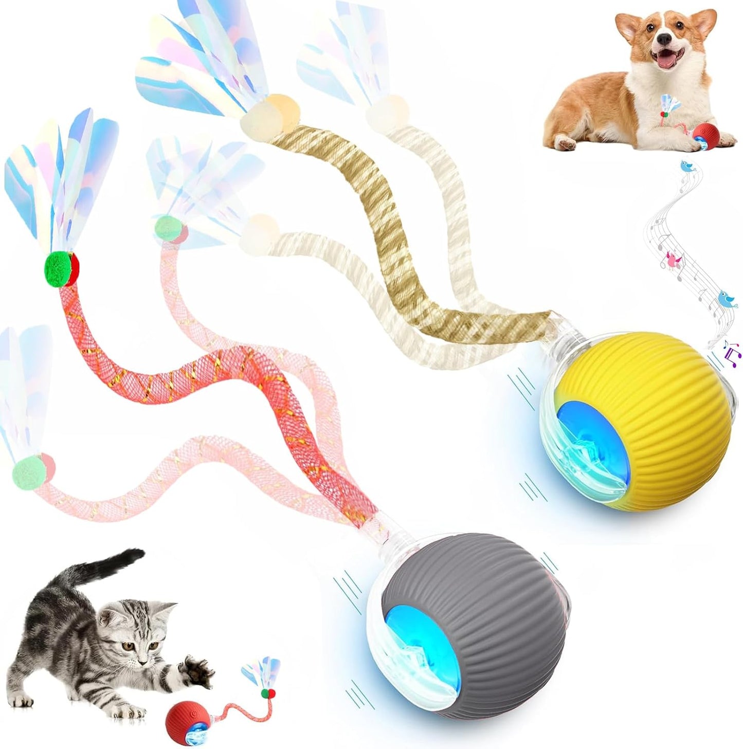 Smart Interactive Rolling Cat Ball Toy – USB Rechargeable Motion Activated Pet Toy for Indoor Cats