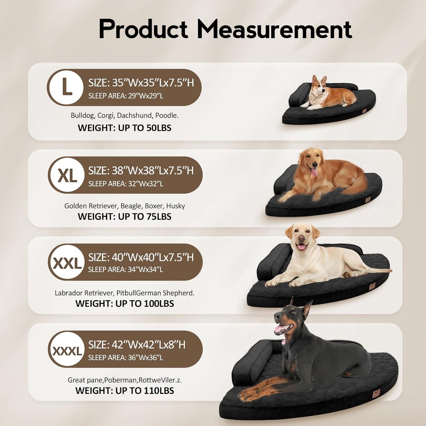 Orthopedic Memory Foam Dog Bed – Waterproof Large Pet Bed with Washable Cover and Non-Slip Bottom