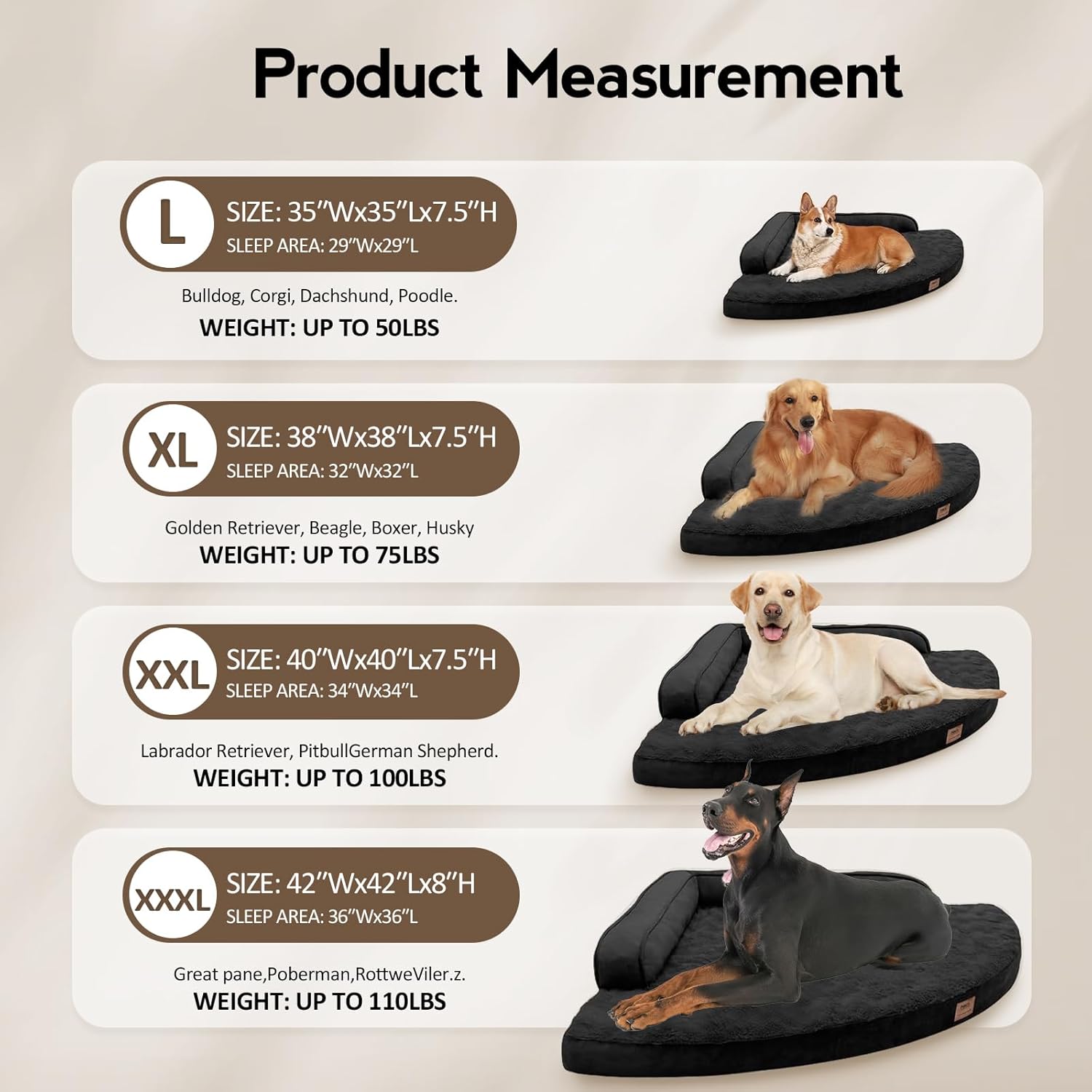 Orthopedic Memory Foam Dog Bed – Waterproof Large Pet Bed with Washable Cover and Non-Slip Bottom