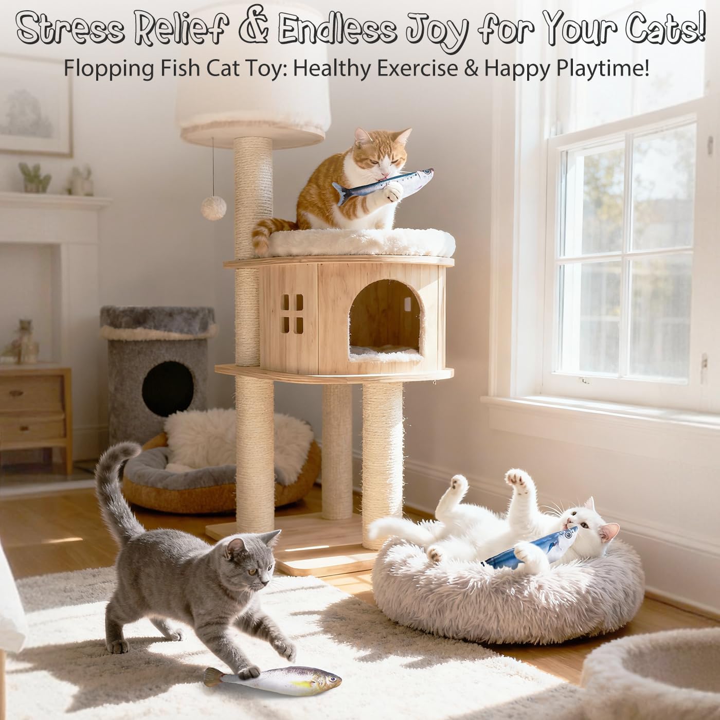 Interactive Flopping Fish Cat Toy – USB Rechargeable Realistic Moving Fish for Endless Kitty Fun