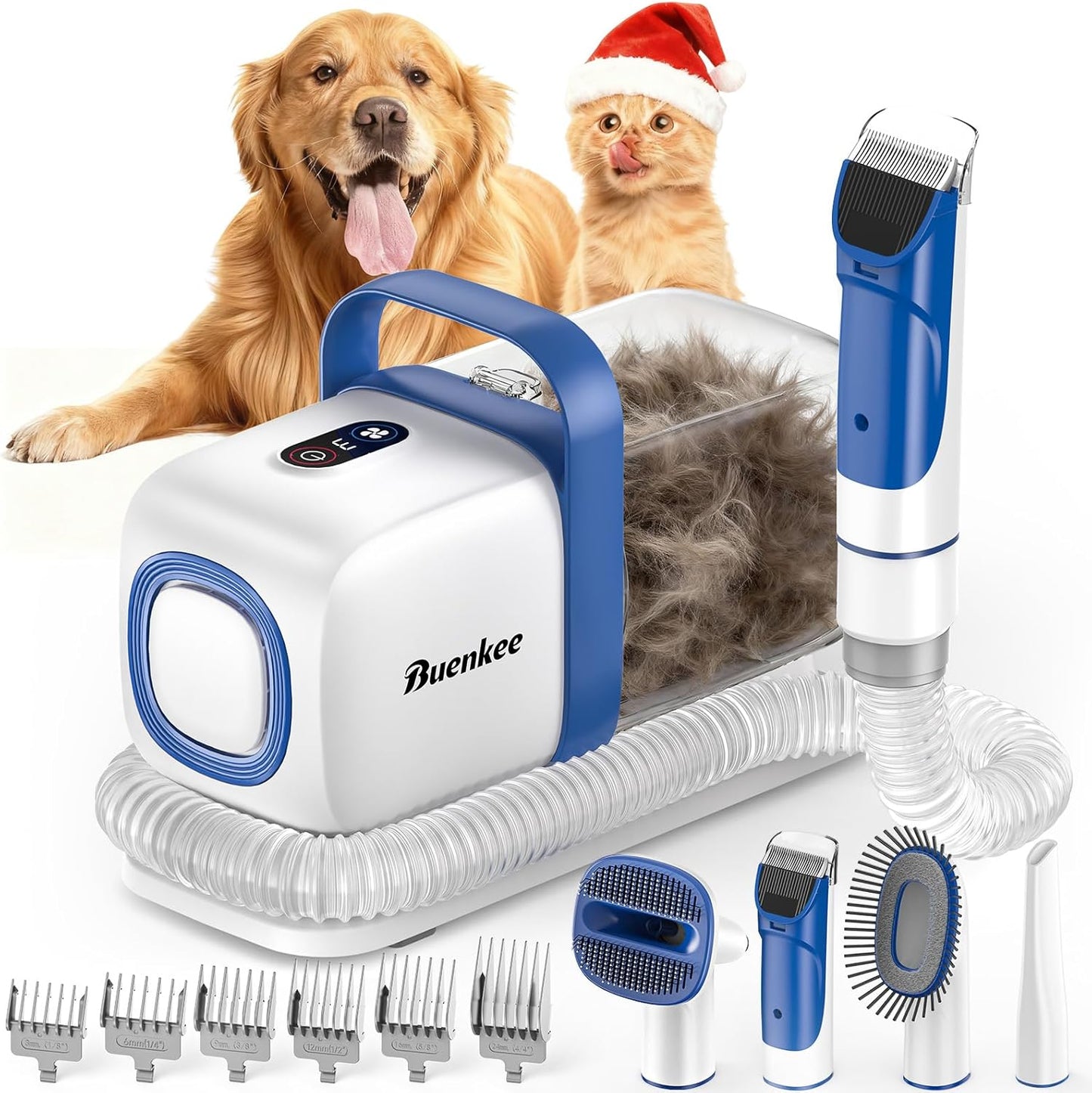 5-in-1 Pet Grooming Vacuum Kit – Professional Dog & Cat Hair Clipper and Shedding Grooming System