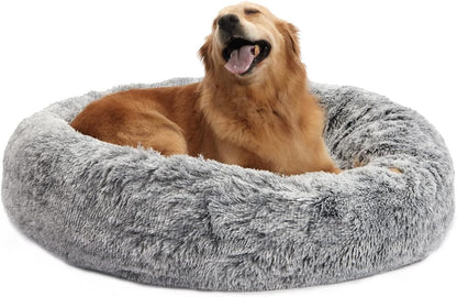 Calming Donut Dog Bed – Ultra Soft Fluffy Anti-Anxiety Pet Bed for Comfortable Deep Sleep