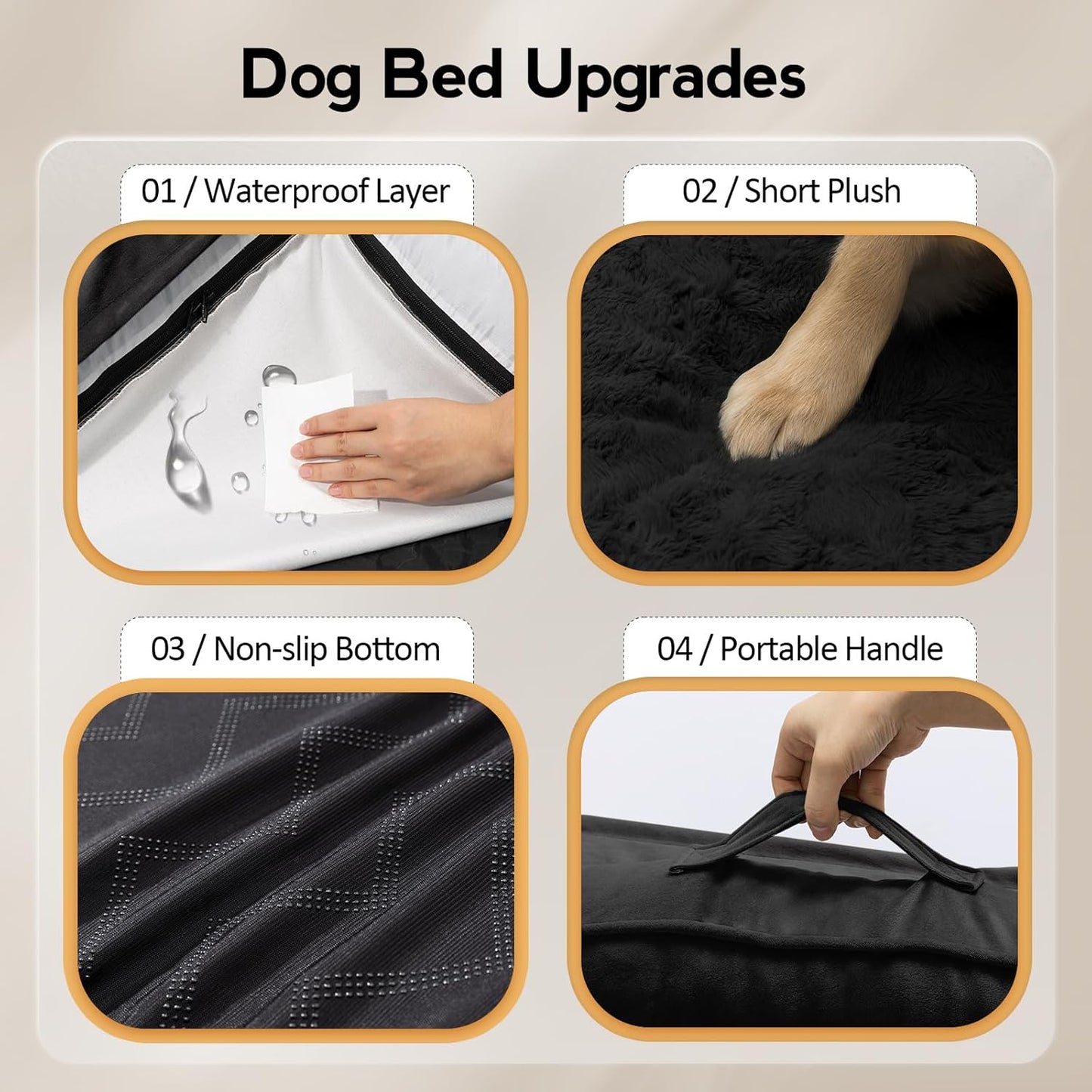 Orthopedic Memory Foam Dog Bed – Waterproof Large Pet Bed with Washable Cover and Non-Slip Bottom