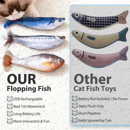 Interactive Flopping Fish Cat Toy – USB Rechargeable Realistic Moving Fish for Endless Kitty Fun