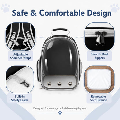 Expandable Pet Carrier Backpack – Breathable Foldable Travel Backpack with Mesh Window for Cats and Small Dogs