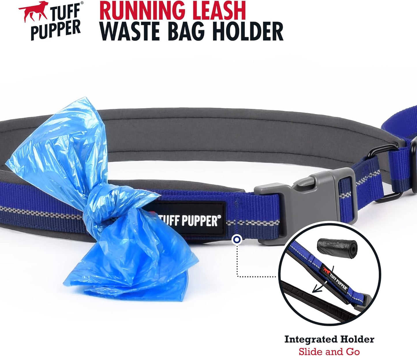 Hands-Free Bungee Dog Leash – Reflective Adjustable Running Leash with Shock Absorption and Padded Waist Belt