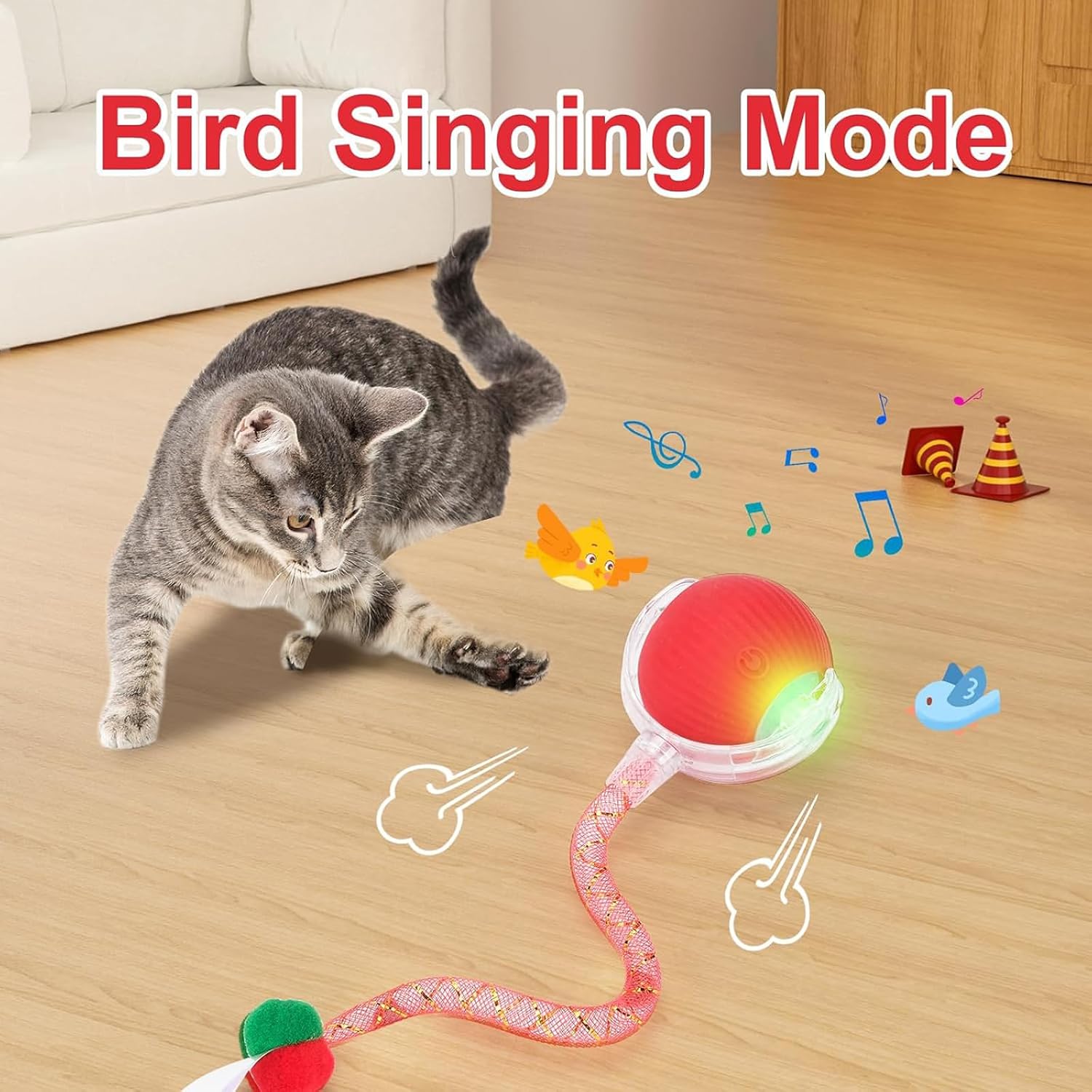 Smart Interactive Rolling Cat Ball Toy – USB Rechargeable Motion Activated Pet Toy for Indoor Cats