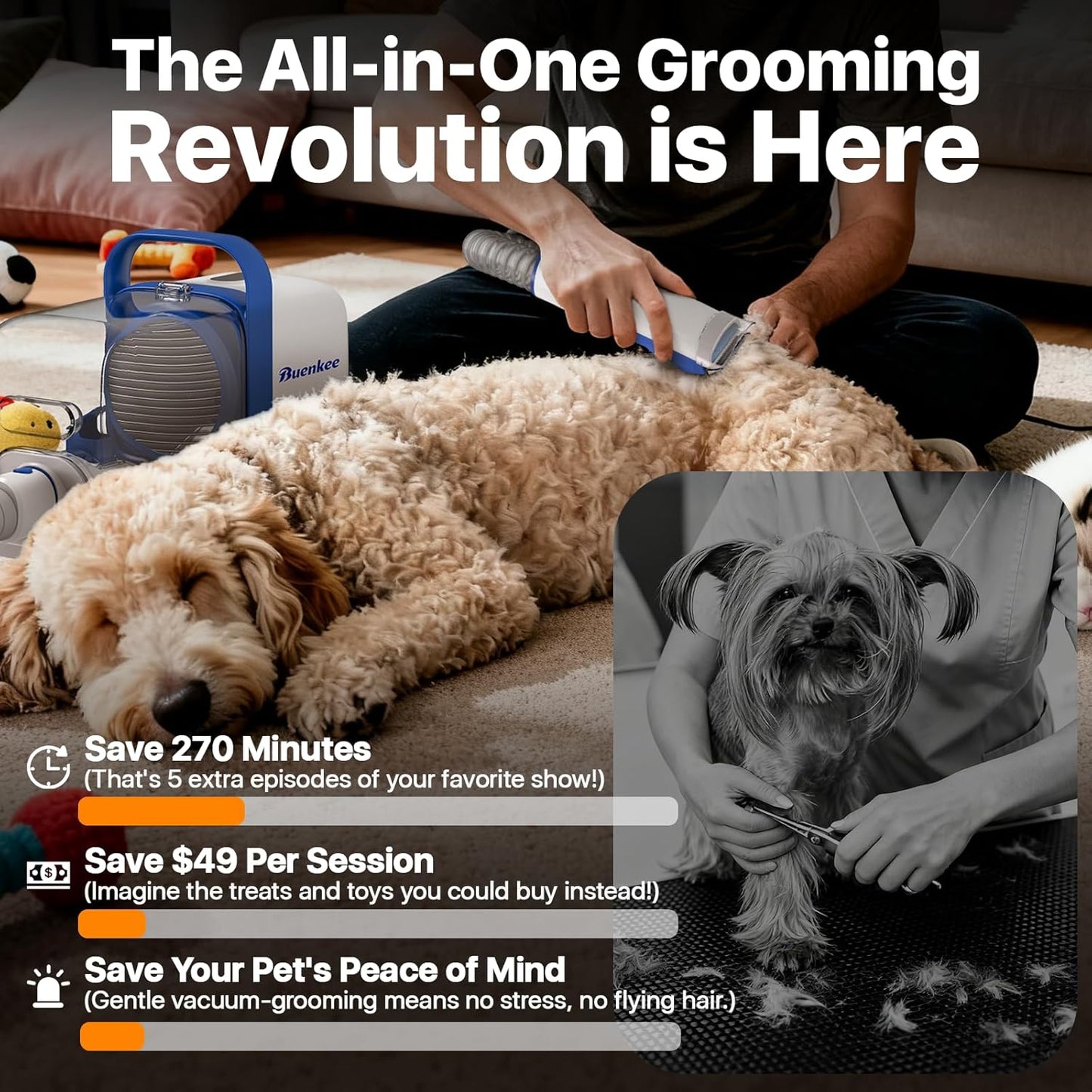 5-in-1 Pet Grooming Vacuum Kit – Professional Dog & Cat Hair Clipper and Shedding Grooming System