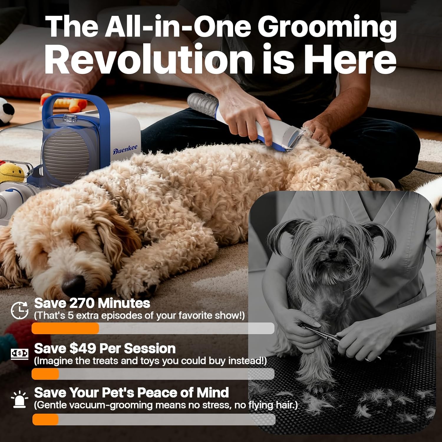 5-in-1 Pet Grooming Vacuum Kit – Professional Dog & Cat Hair Clipper and Shedding Grooming System