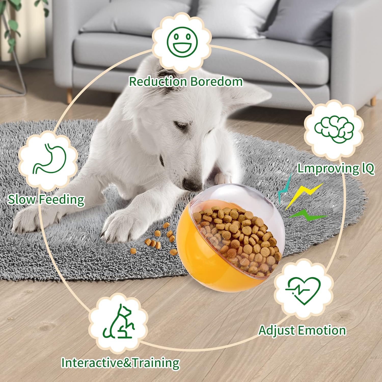 Interactive Treat Dispensing Dog Puzzle Ball – IQ Training Wobbler Toy for Mental Stimulation and Slow Feeding