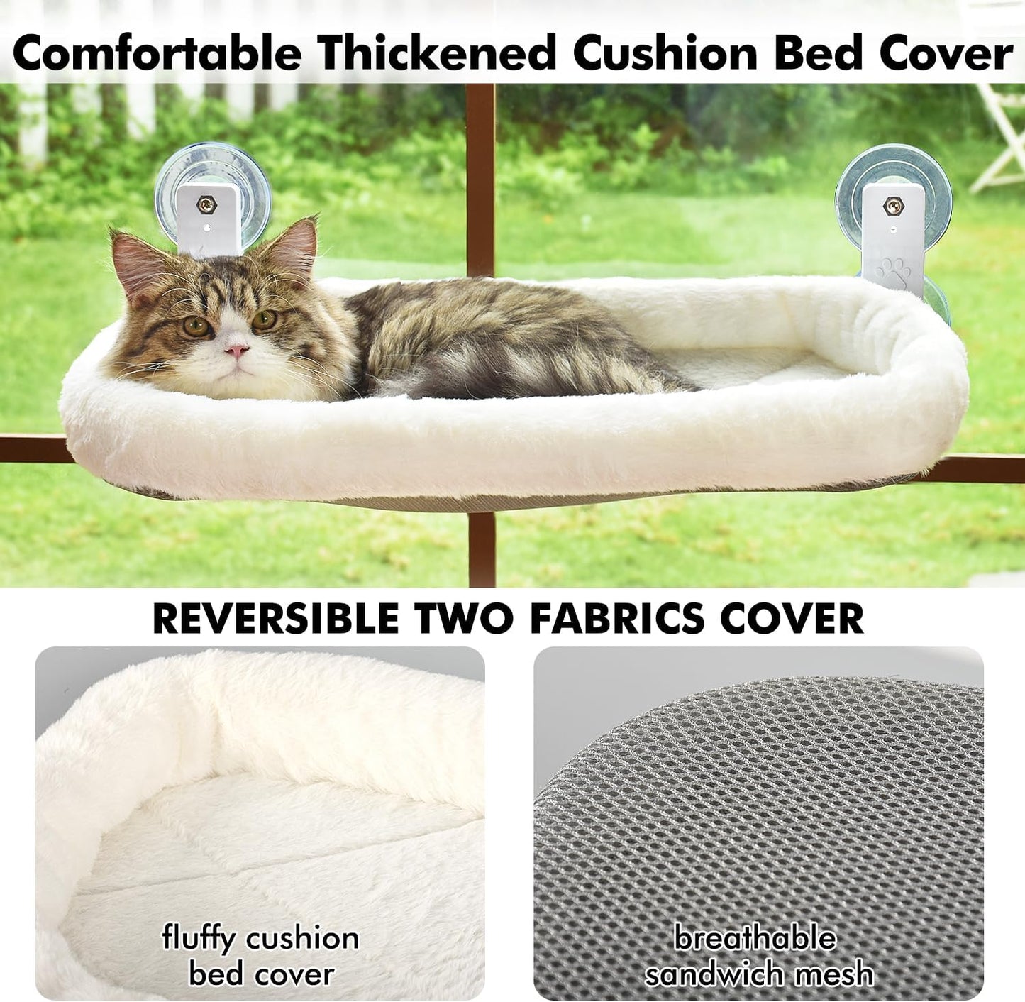 Window-Mounted Cat Hammock – Cozy Suction Cup Cat Perch Bed for Sunbathing, Lounging & Bird Watching