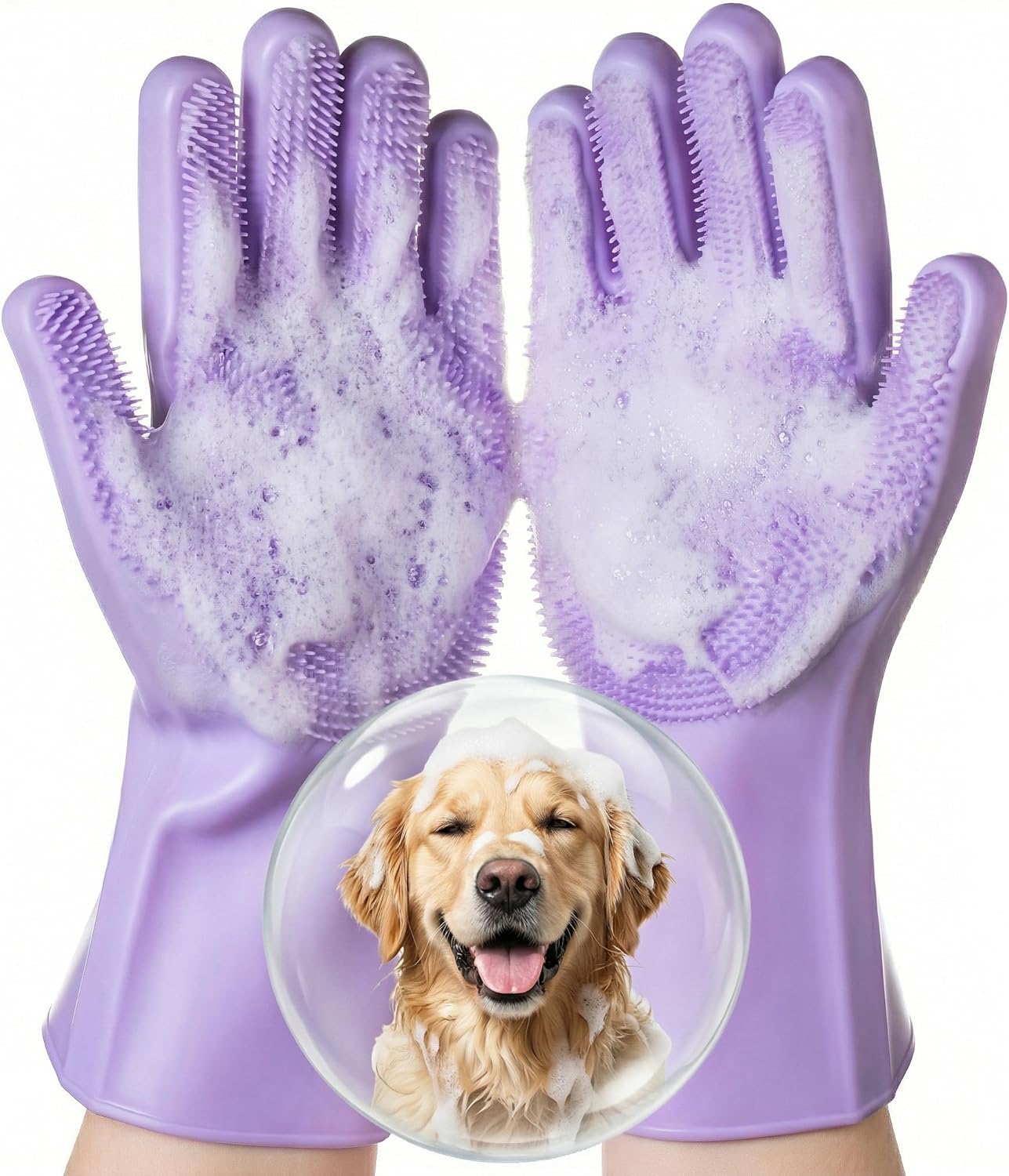 Silicone Pet Bath Grooming Gloves – Gentle Deshedding and Massage Scrubber for Dogs and Cats