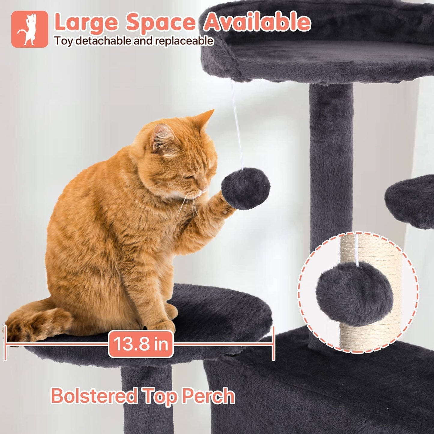 54-Inch Cat Tree Tower – Multi-Level Condo Playhouse with Scratching Posts and Perches for Indoor Cats
