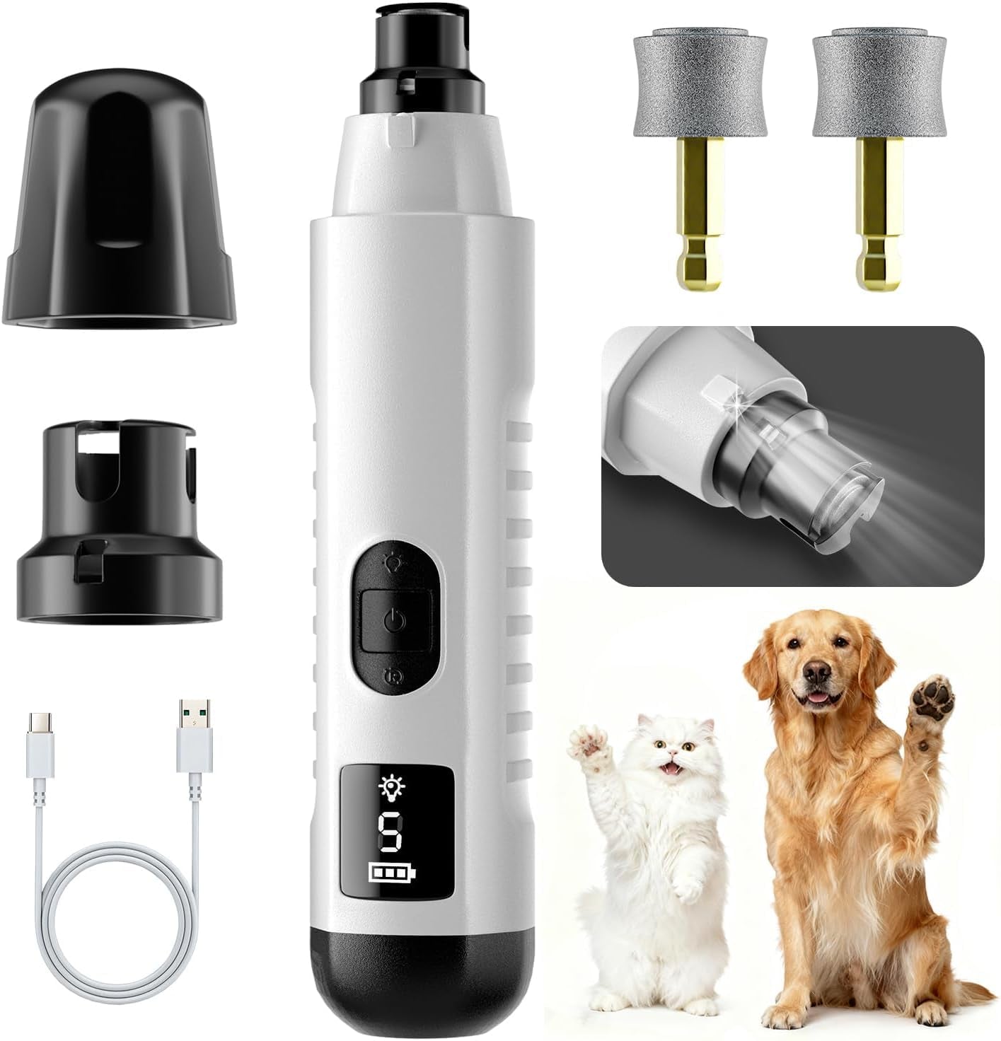 Quiet USB Rechargeable Dog Nail Grinder – Professional Electric Pet Nail Trimmer for Safe and Stress-Free Grooming