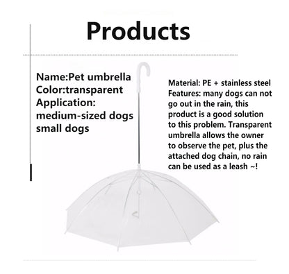 Pet Umbrella Leash – Adjustable Rainproof Dog Umbrella for Small Dogs and Rainy Weather Walks