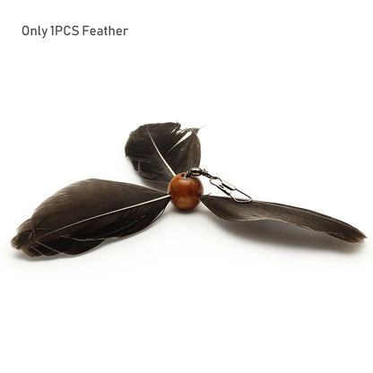 Interactive Feather Cat Teaser Toy – Rotating Wand Stick Toy for Indoor Cats and Kittens