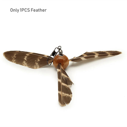Interactive Feather Cat Teaser Toy – Rotating Wand Stick Toy for Indoor Cats and Kittens