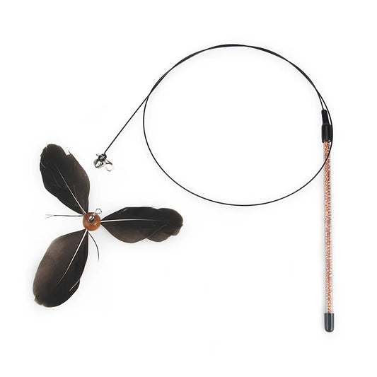 Interactive Feather Cat Teaser Toy – Rotating Wand Stick Toy for Indoor Cats and Kittens
