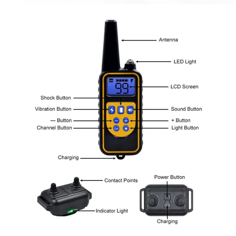 Rechargeable Dog Training Collar – Waterproof Remote Control Anti-Bark Collar for All Dog Sizes
