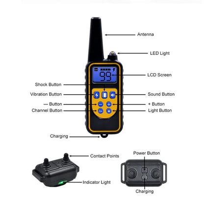 Rechargeable Dog Training Collar – Waterproof Remote Control Anti-Bark Collar for All Dog Sizes