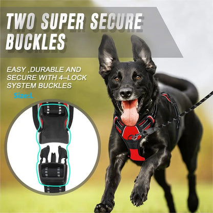 No Pull Dog Harness – Heavy Duty Reflective Front Clip Harness with Easy Control Handle for Large Dogs