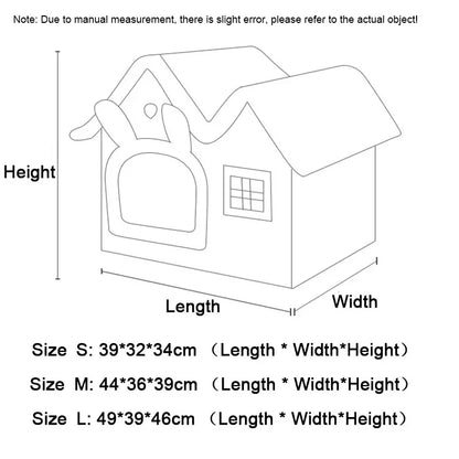 Foldable Cat Cave Bed – Warm Plush Pet House for Cats, Puppies, and Small Dogs