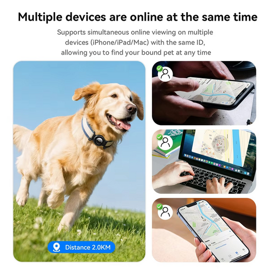 GPS Pet Tracker for Dogs & Cats – No Monthly Fee Smart Tracker Compatible with Apple Find My