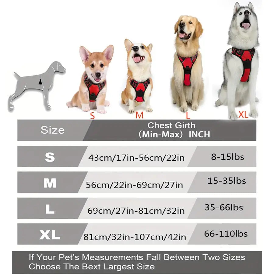 No Pull Dog Harness – Heavy Duty Reflective Front Clip Harness with Easy Control Handle for Large Dogs