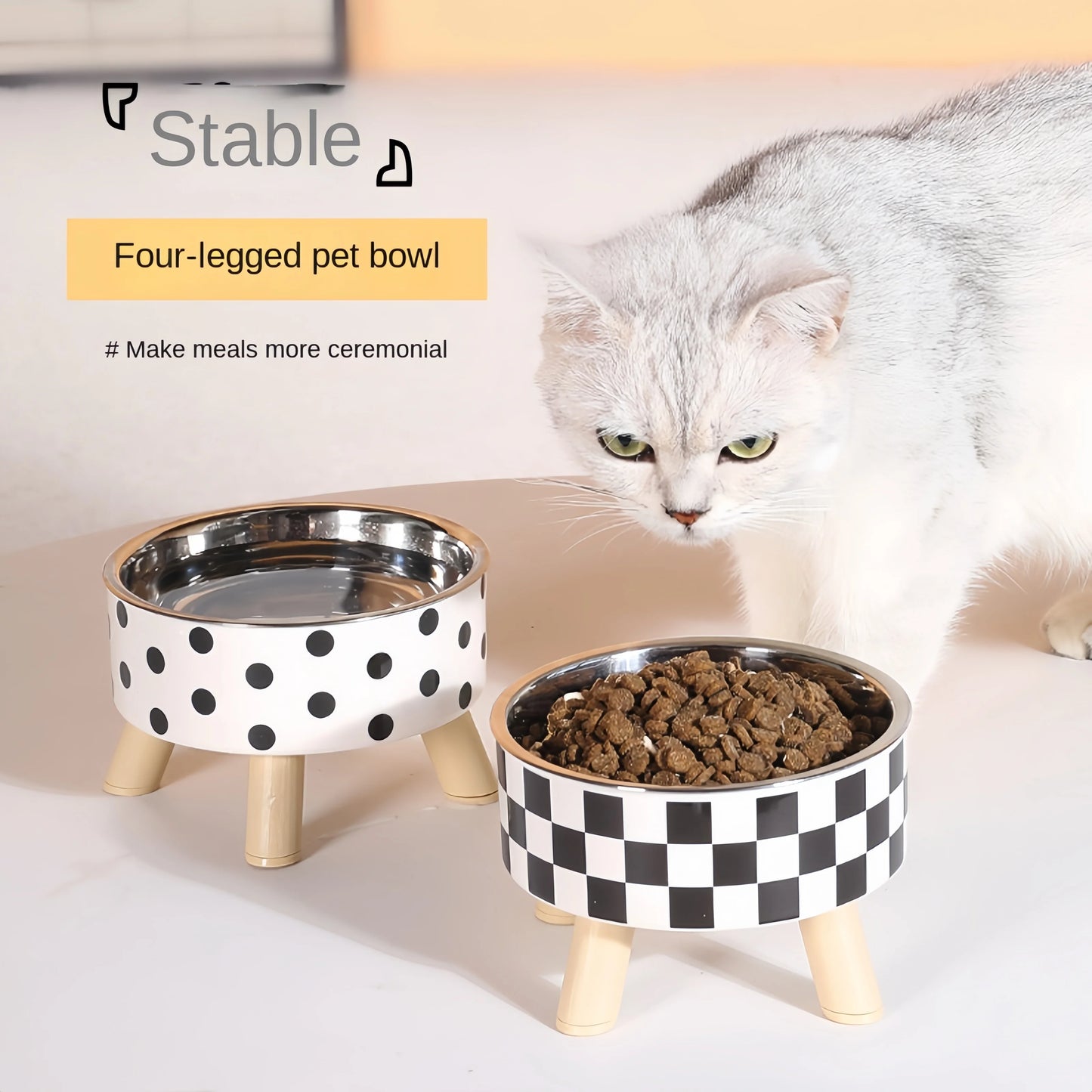 Elevated Cat Feeder Bowl Set – Raised Anti-Choking Food and Water Bowls with Stand for Cats and Small Dogs
