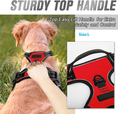 No Pull Dog Harness – Heavy Duty Reflective Front Clip Harness with Easy Control Handle for Large Dogs