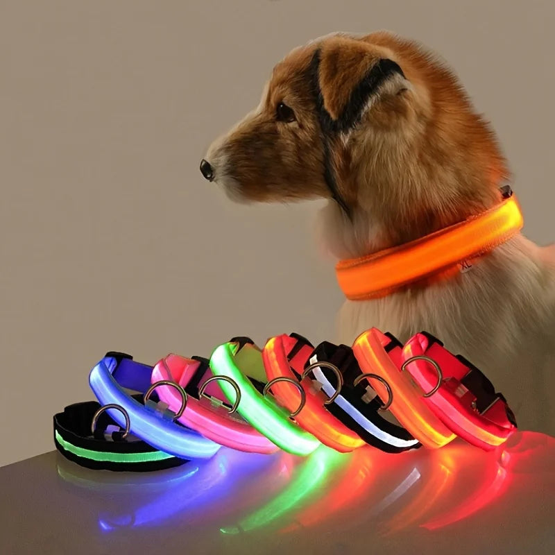 LED Glow-in-the-Dark Dog Leash – Reflective Nylon Safety Leash for Night Walks and Outdoor