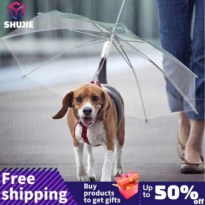 Pet Umbrella Leash – Adjustable Rainproof Dog Umbrella for Small Dogs and Rainy Weather Walks