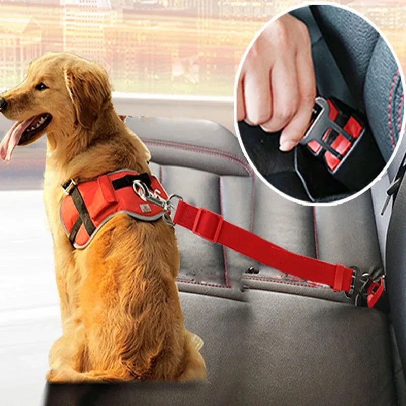 Adjustable Pet Car Seat Belt – Safety Harness Lead Clip for Dogs and Cats Travel Protection