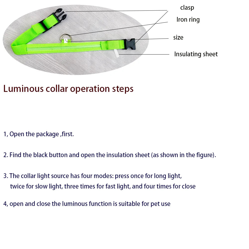 LED Glow-in-the-Dark Dog Leash – Reflective Nylon Safety Leash for Night Walks and Outdoor